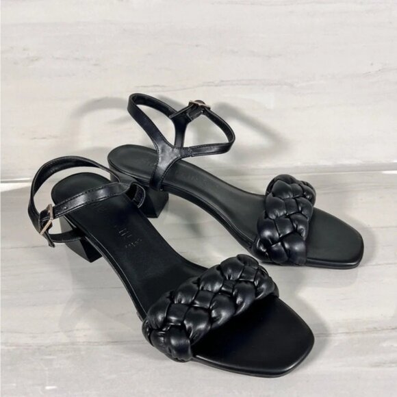 Anne Klein Mirabel Womens Faux Leather Open Toe Block Heel Black Size 8 - Picture 1 of 8